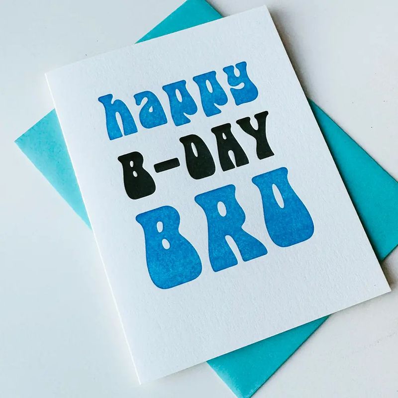 Bro Letterpress Birthday Card