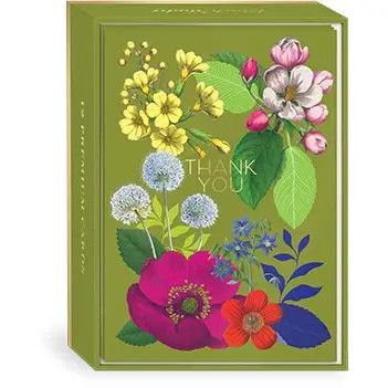 Vintage Floral Flowers Thank You Note Cards (box of 12)