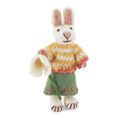 Felt Bunny with Skirt &amp; Snowdrop Flower