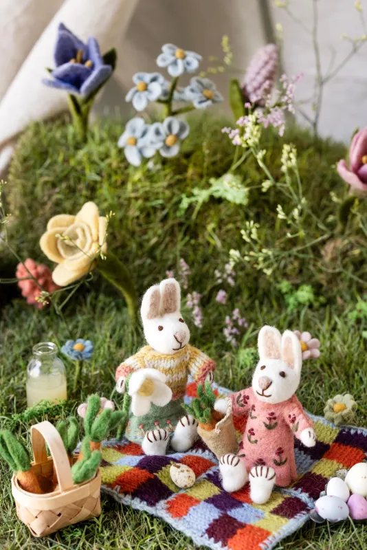 Felt Bunny with Skirt &amp; Snowdrop Flower