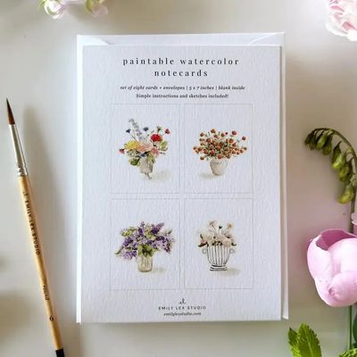 Bouquets Paintable Watercolor Notecards (set of 8)