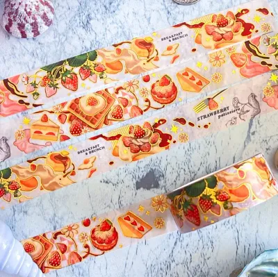 Gold Foil Strawberry Washi Tape