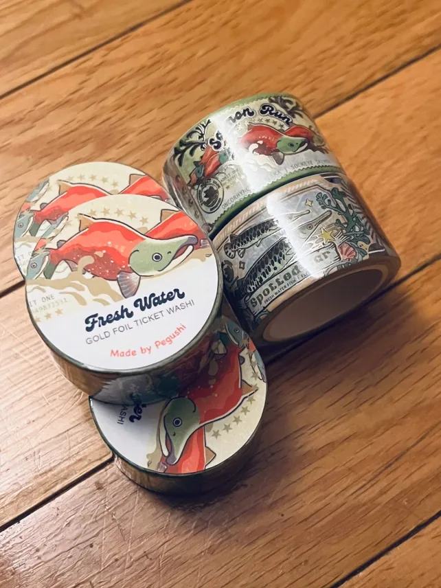 Gold Foil Fresh Water Stamp Washi Tape