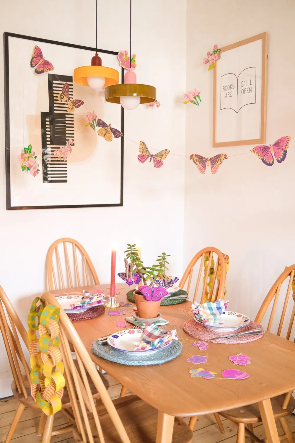 Colourful Butterflies Sewn Paper Garland