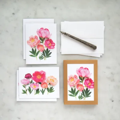 Peony Flower Cards (pack of 8)