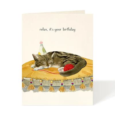 Sleepy Cat Birthday Card