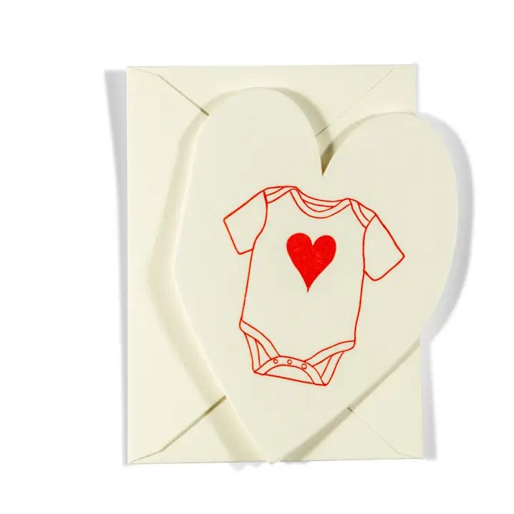 Mini Letterpress Enclosure Card - Heart Onesie