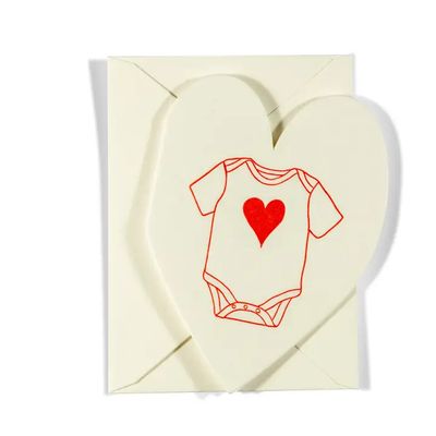 Mini Letterpress Enclosure Card - Heart Onesie