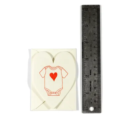 Mini Letterpress Enclosure Card - Heart Onesie