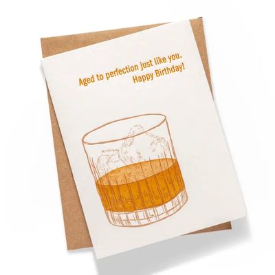 Whiskey Birthday Letterpress Card