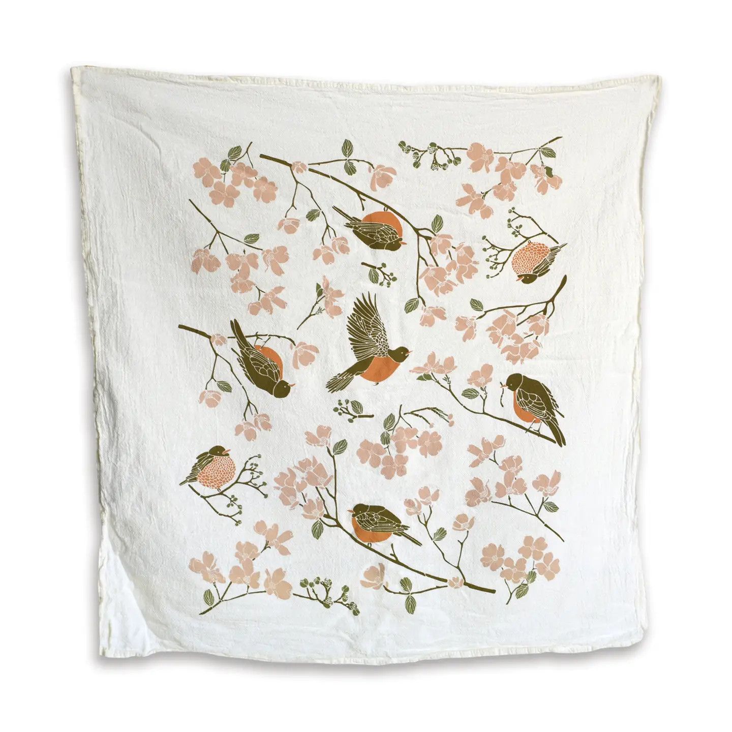 Early Bird Robins Kitchen Tea Towel