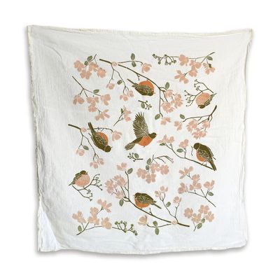 Early Bird Robins Kitchen Tea Towel