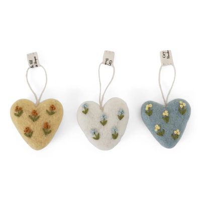 Small Felt Heart With Flower Embroidery