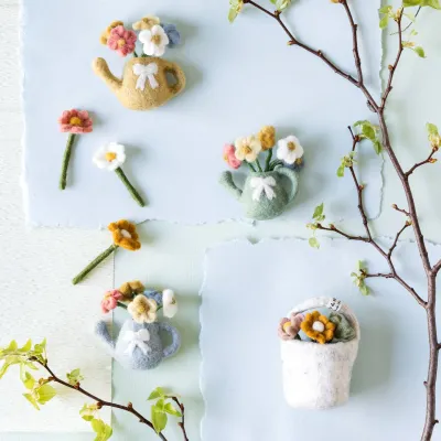 Minature Felt Flowers in a Basket