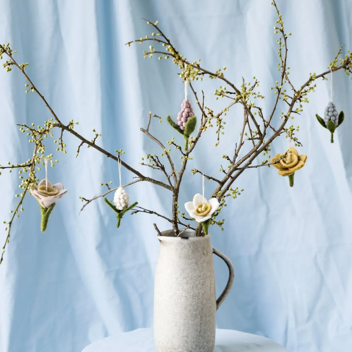 White Felt Daffodil Hanging Ornament