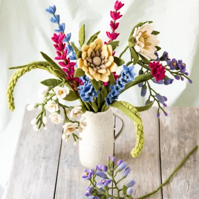 White Felt Wisteria Branch