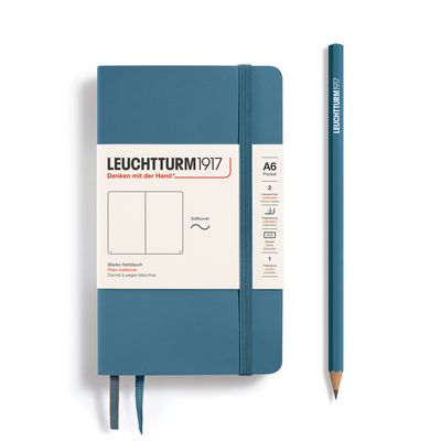 Leuchtturm1917 - A6 Pocket Softcover Plain Notebook Stone Blue