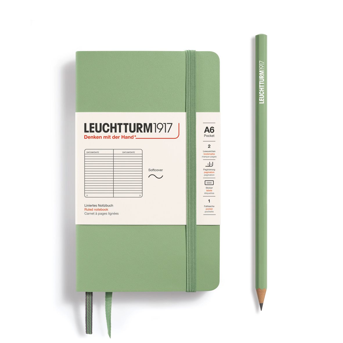 Leuchtturm1917 - A6 Pocket Softcover Ruled Notebook Sage