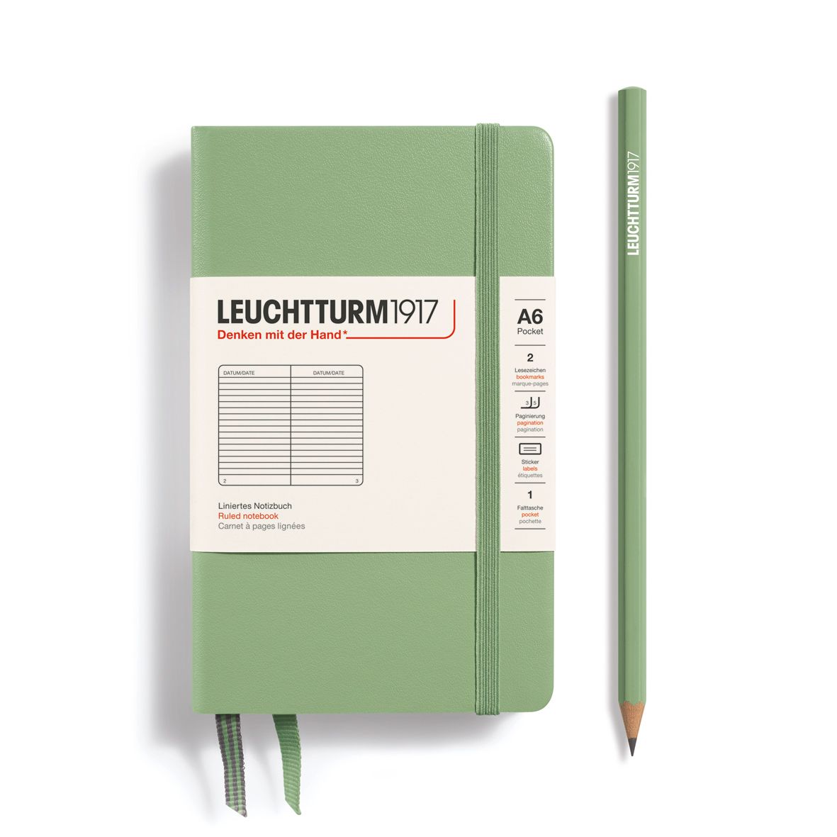 Leuchtturm1917 - A6 Pocket Notebook Ruled Sage