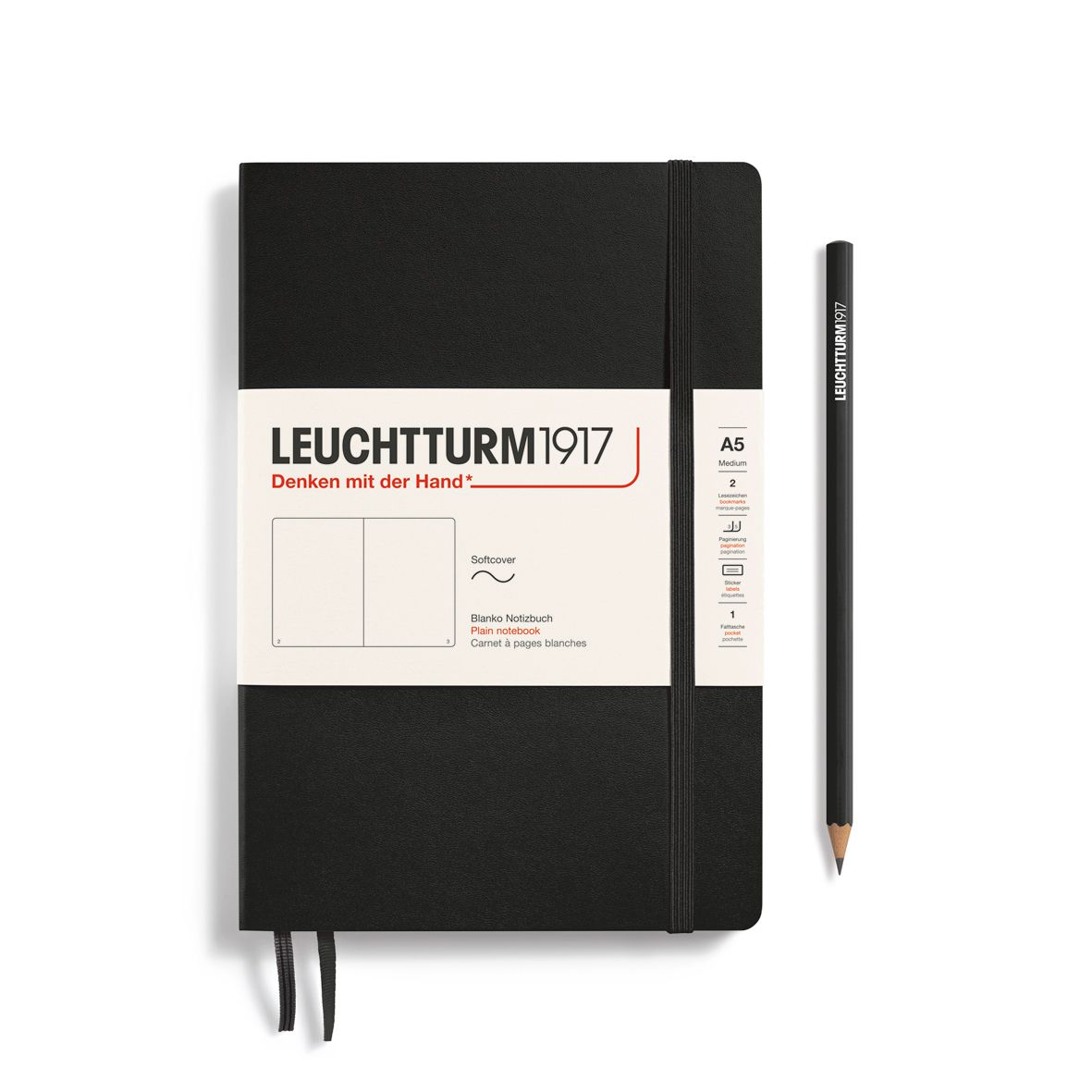 Leuchtturm1917 - A5 Softcover Plain Notebook Black