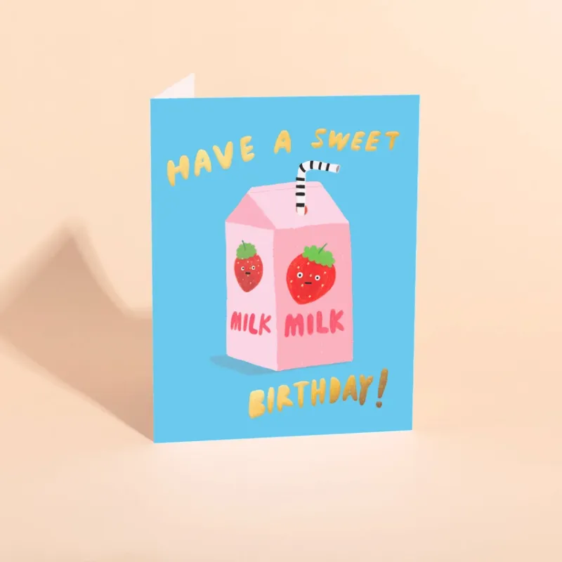 Strawberry Milk Birthday Card