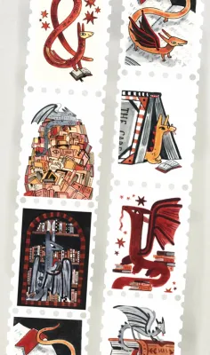 Book Wyrm Dragon Stamp Washi Tape