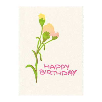Happy Birthday Carnation Letterpress Card