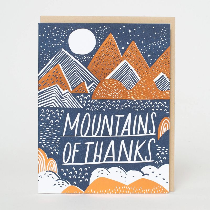 Mountains of Thanks Letterpress Card