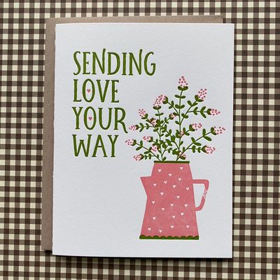 Sending Love Flowers Letterpress Card
