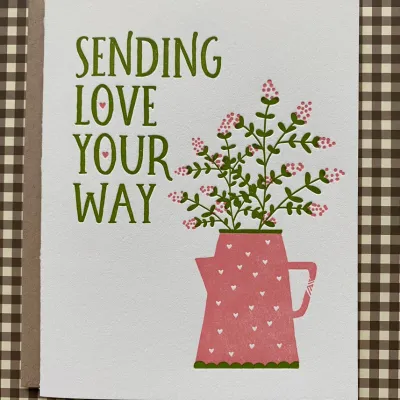 Sending Love Flowers Letterpress Card