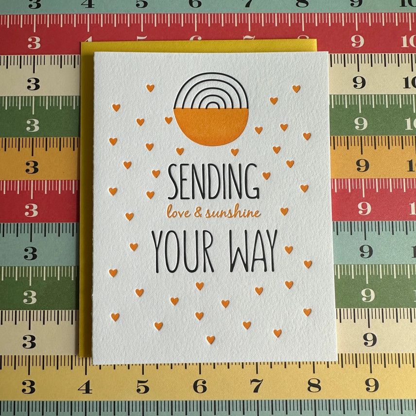 Sending Love &amp; Sunshine Letterpress Card