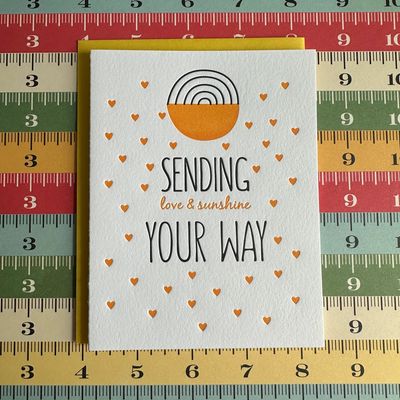 Sending Love &amp; Sunshine Letterpress Card