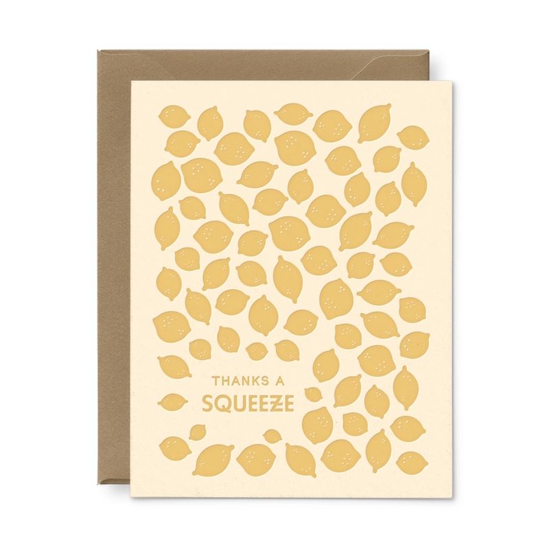 Thanks A Squeeze Lemon Letterpress Card