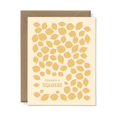 Thanks A Squeeze Lemon Letterpress Card