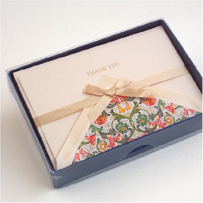 Red Florentine Ribboned Thank You Cards (box of 10)