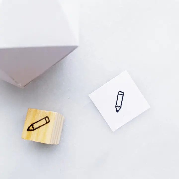 Small Pencil Rubber Stamp