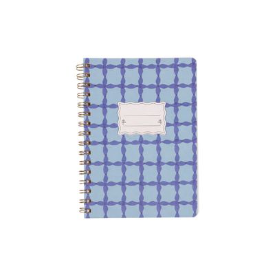 Tulip Twin Wire Small Notebook - Blue Lattice