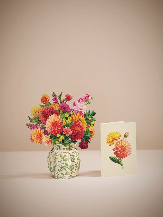 Mini Sunrise Dahlias Pop Up Card