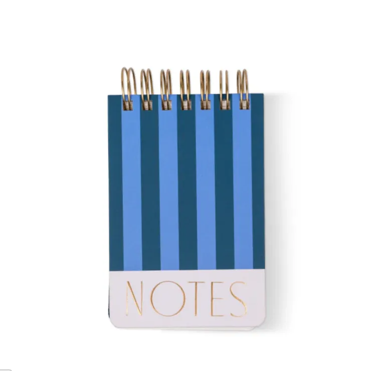 Twin Wire Chunky Notepad - Blue &amp; Navy Stripe