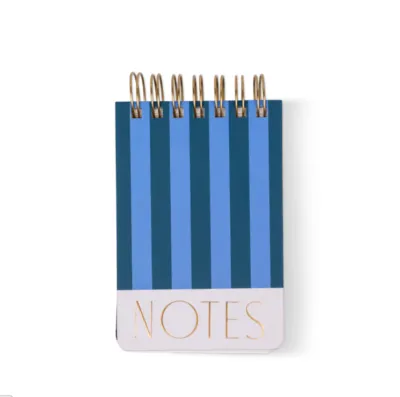 Twin Wire Chunky Notepad - Blue &amp; Navy Stripe