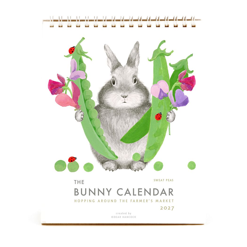 Hopping Around Farmer's Market: Bunny Desk Calendar 2027