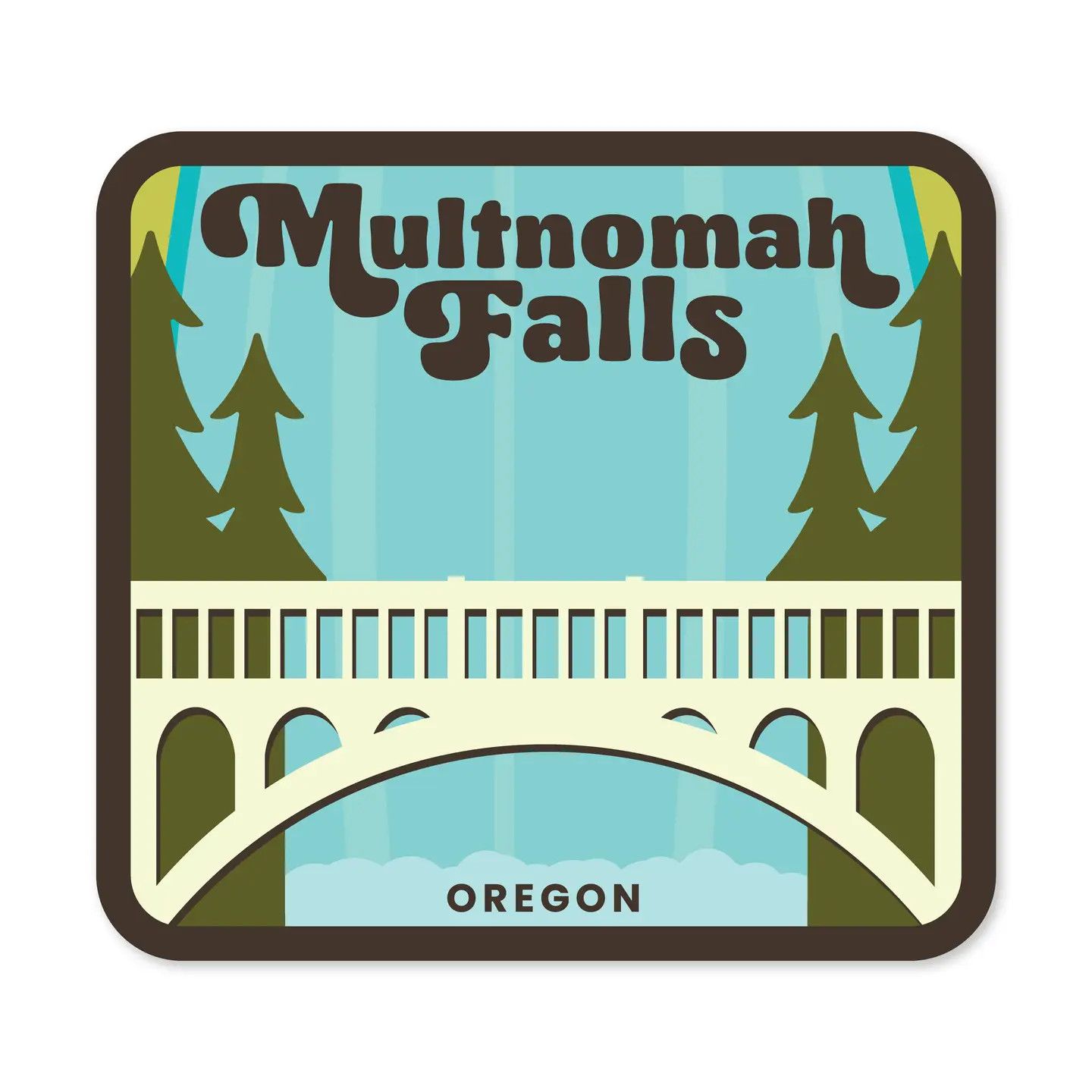 Retro Multnomah Falls Sticker