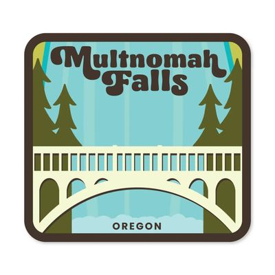 Retro Multnomah Falls Sticker
