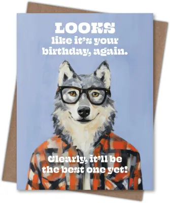 Clearly Wolf Birthday Card