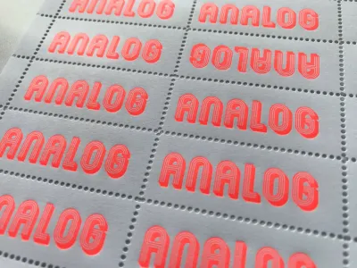 Analog Dayglo Flame Letterpress Lick &amp; Stick Stamps