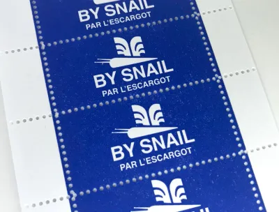 By Snail Blue Letterpress Lick &amp; Stick Stamps