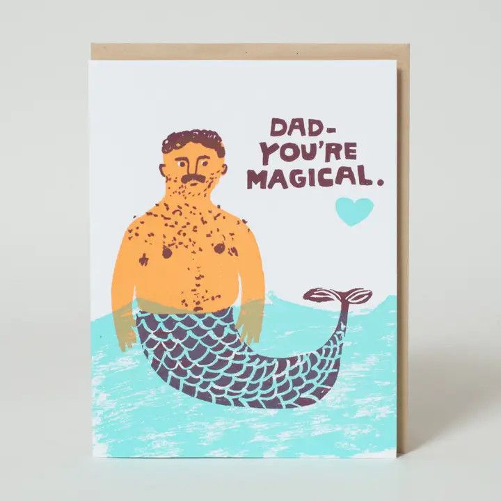 Merman Funny Letterpress Father's Day Card