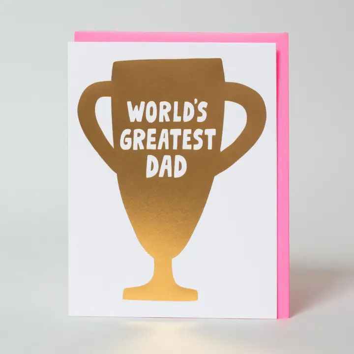 Father's Day Best Dad Gold Trophy Letterpress Card