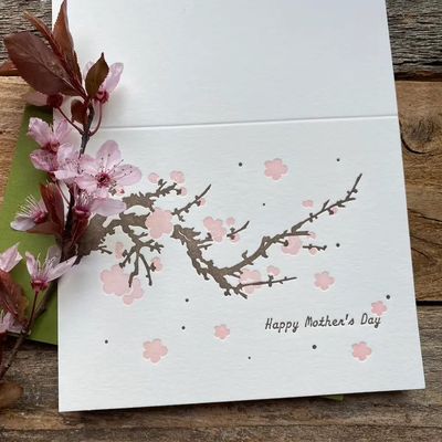 Happy Mother's Day Cherry Blossom Letterpress Card