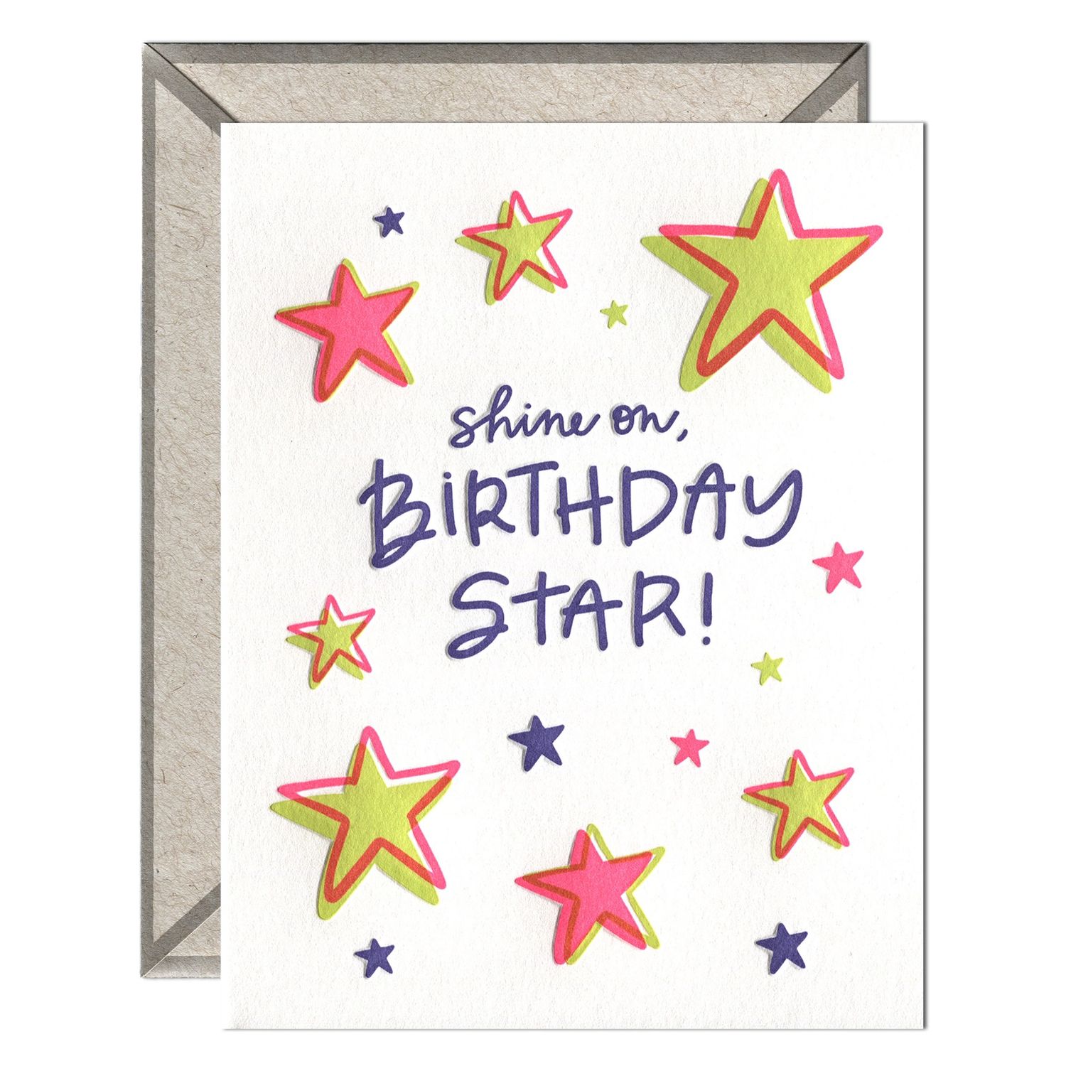 Birthday Star Vibrant Letterpress Card